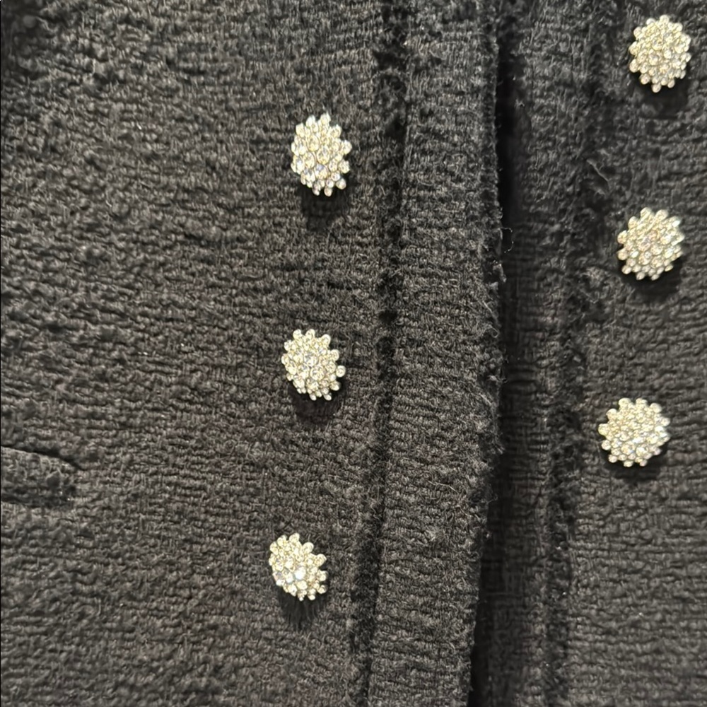 Zara Black Tailored Blazer with Textured Tweed - Picture 4 of 7